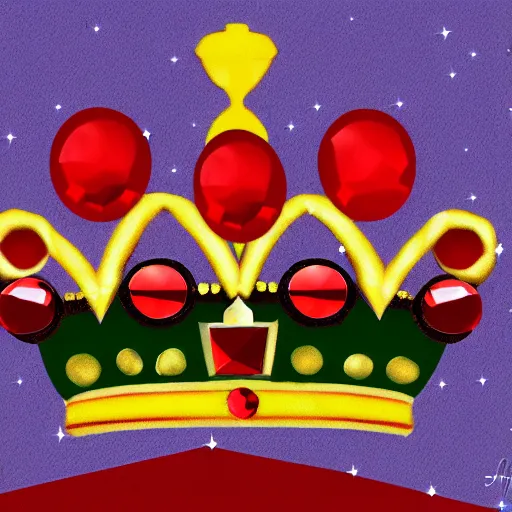 Prompt: a crown with 3 red gems on it, digital art