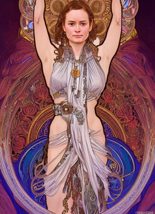 Prompt: Brie Larson as God of Beauty, cute, fantasy, intricate, elegant, highly detailed, digital painting, 4k, HDR, concept art, smooth, sharp focus, illustration, art by alphonse mucha,artgerm, H R Giger