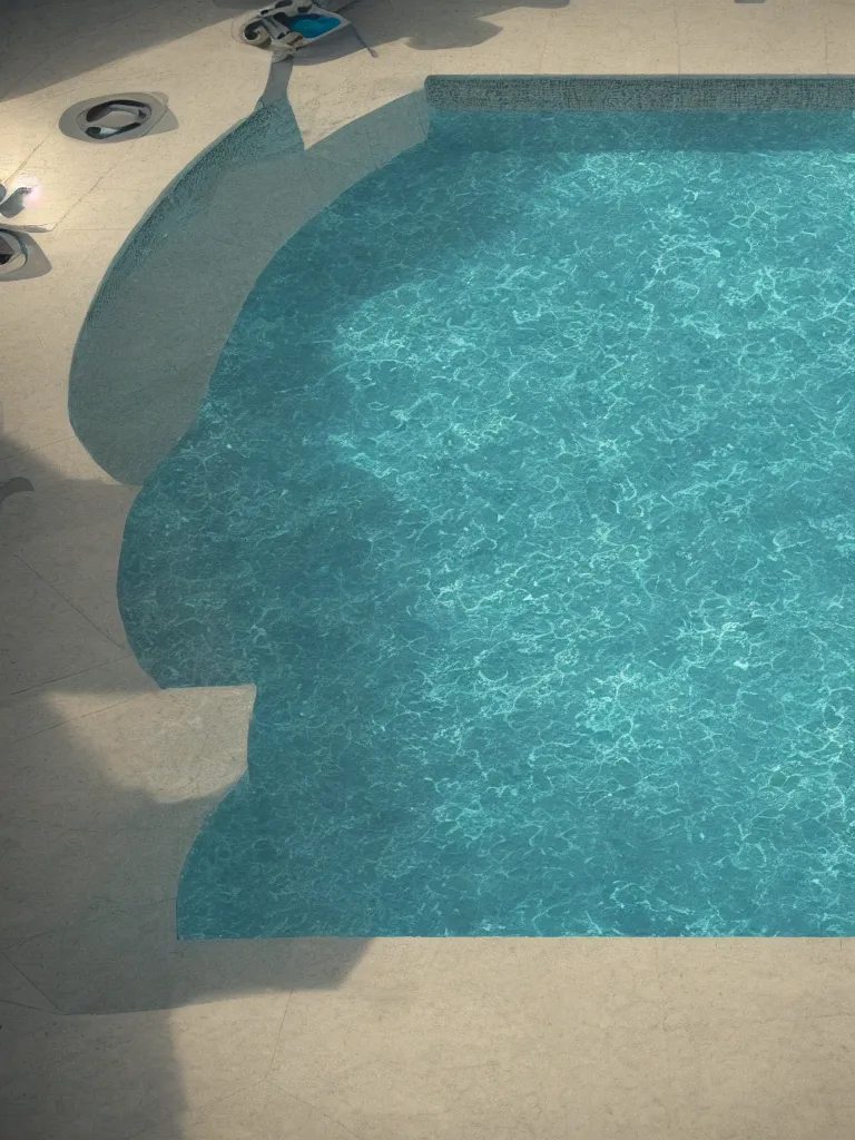 Image similar to octane render caustics of the bottom of a swimming pool by disney concept artists, blunt borders, rule of thirds