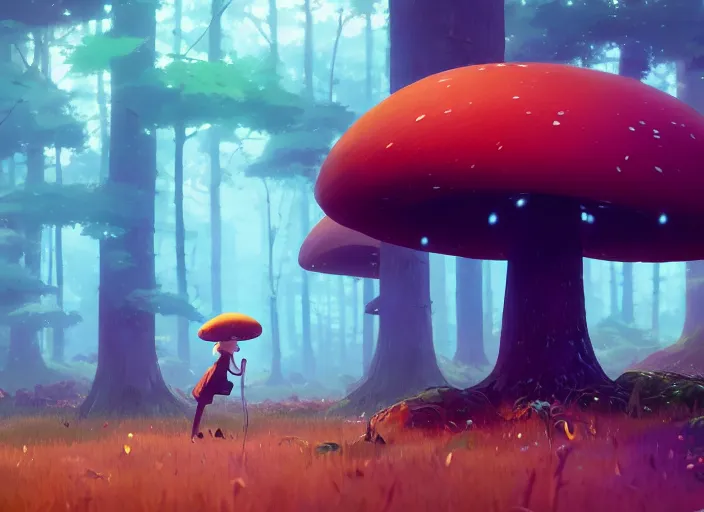 Prompt: mushroom tree forest, detailed, cory loftis, james gilleard, atey ghailan, makoto shinkai, goro fujita, studio ghibli, rim light, exquisite lighting, clear focus, very coherent, plain background, soft painting