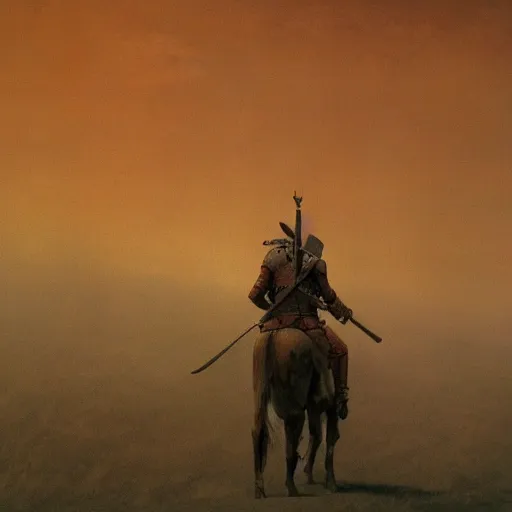 Image similar to still from the witcher television series, painted by zdzisław beksinski