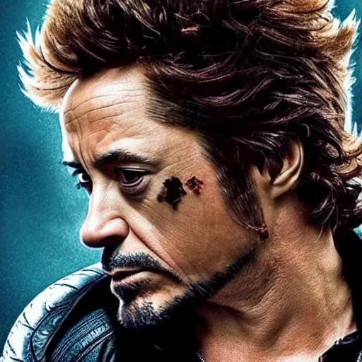 Prompt: robert downey jr as wolverine movie frame