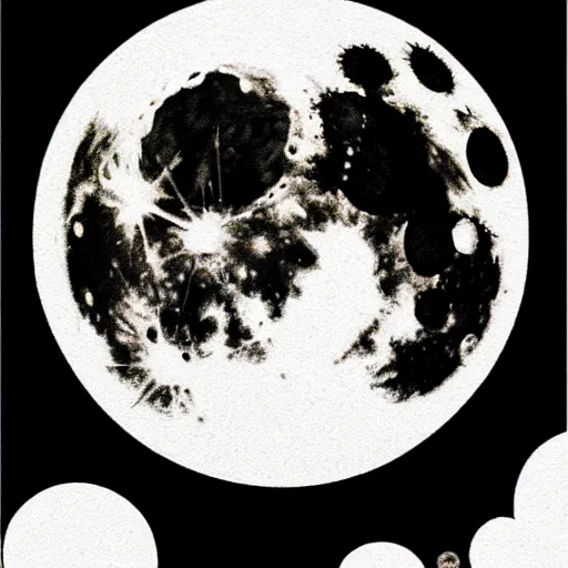 Image similar to full moon, style of shuzo oshimi, black outline, on white, smooth, thin sharp lines, detailed