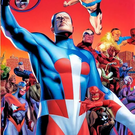 Prompt: comic book cover for'wal - mart rules the earth ', art by alex ross