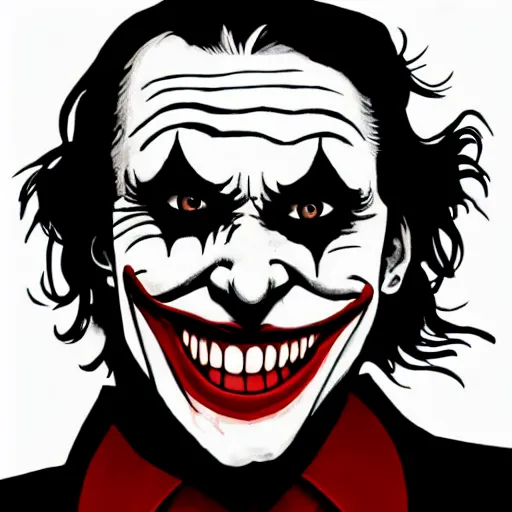 Image similar to joker, smiling, unnatural grin, horror, creepy, smoke, black, dark, glow