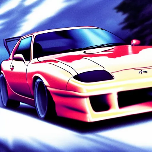 Image similar to ikari shinji drifting in a mazda rx 7, full hd, 4 k initial d wallaper, initial d anime