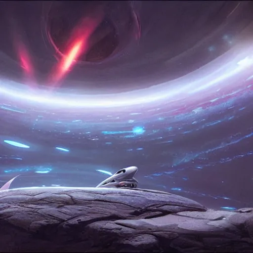 Image similar to a small spaceship planet, screenshot from the movie Prometheus, cinematic, long shot, artwork by jessica rossier + andreas rocha