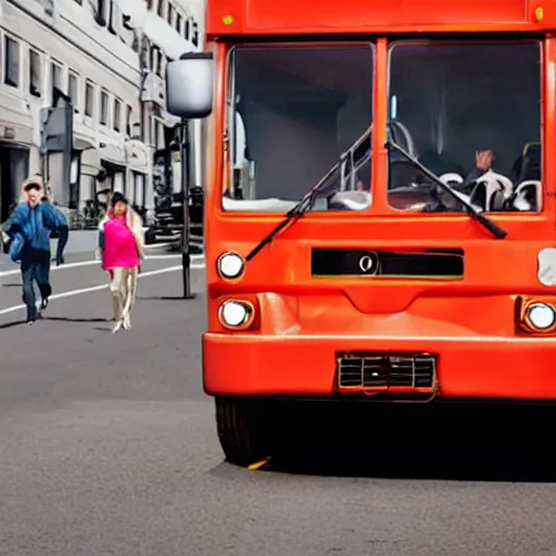 Image similar to walking bus, bus with legs instead of wheels, bus on long mechanical legs