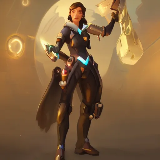 Image similar to a magic mechanic using magic powers to rebuild and restore a planet. overwatch character, concept art, character design, artstation trending, by rossdraws, wlop, greg rutkowski, greg manchess