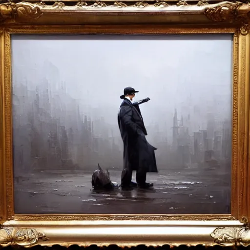 Image similar to sherlock holmes, modern, brush strokes, oil painting, greg rutkowski