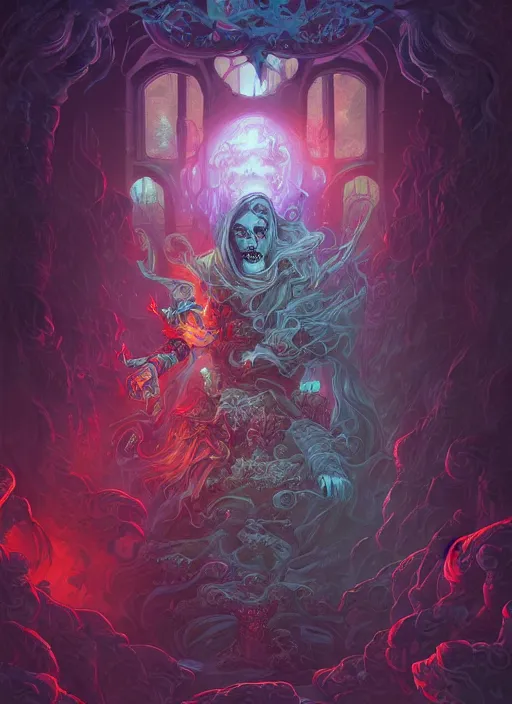 Prompt: fineart illustration of the necromancer, illustrated by ross tran and dan mumford, hyper detailed, fantasy surrealism, crisp