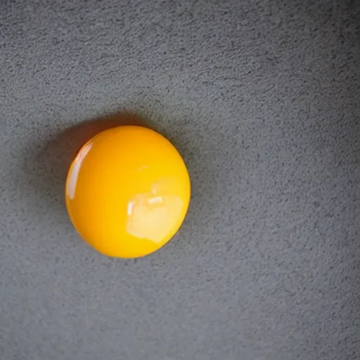 Prompt: a fried egg stuck to the ceiling