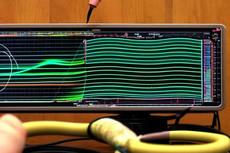 Image similar to an oscilloscope shaking a sound wave, wiggling a weasel, a stoat sinusoid spectacle : the wiggle and the wave