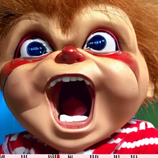 Image similar to easy how to guide for cleaning chucky doll screaming