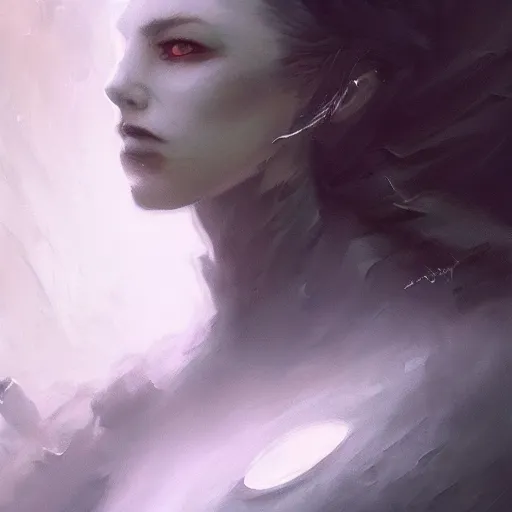 Image similar to portrait of a dark sombre woman, concept art by pete mohrbacher and seb mckinnon and beksinski and josan gonzales, digital art, highly detailed, intricate, sci-fi, sharp focus, Trending on Artstation HQ, deviantart, unreal engine 5, 4K UHD image