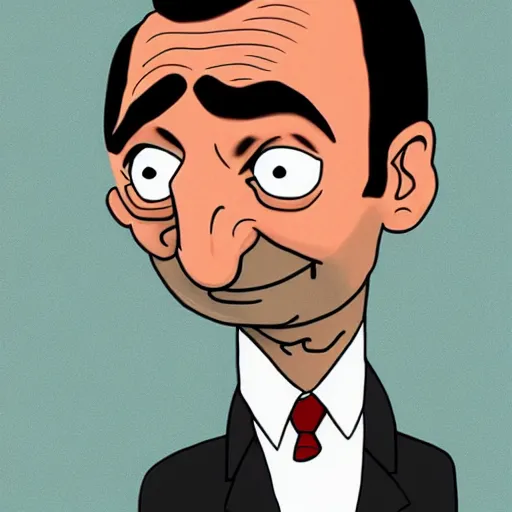 Prompt: Mr. bean in the style of The Simpsons, highly-detailed illustration