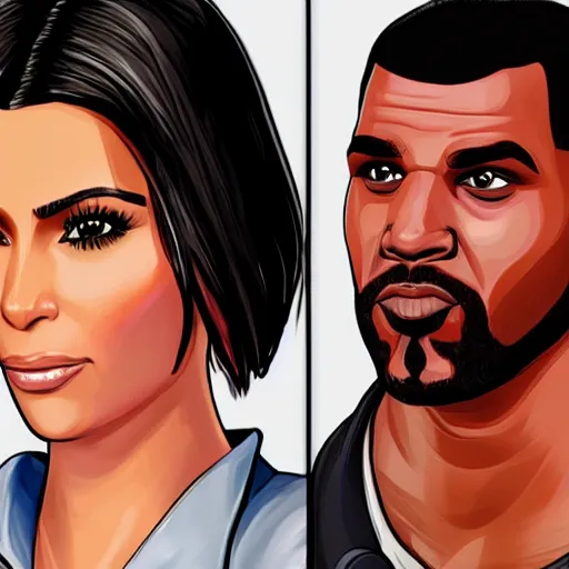 Image similar to videogame cover of gta 6 miami kim kardashian and george floyd accurate eyes