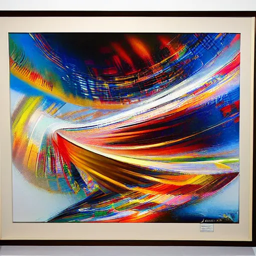 Image similar to abstract art representing momentum, oil painting by john berkey and gabriel dawe, masterwork