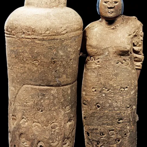 Prompt: man and woman of the bell beaker people of the chalcolithic and early bronze age atlantic, historical reproduction