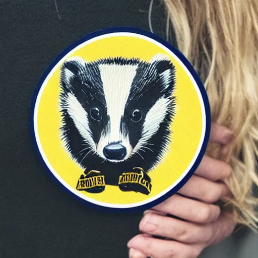 Image similar to cute badger in hufflepuff scarf sticker