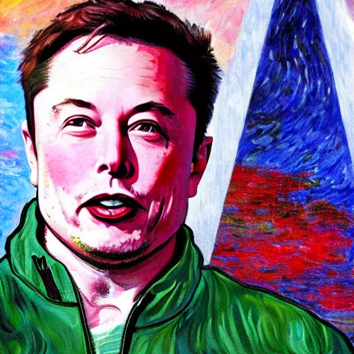 Image similar to elon musk, painting by Monet