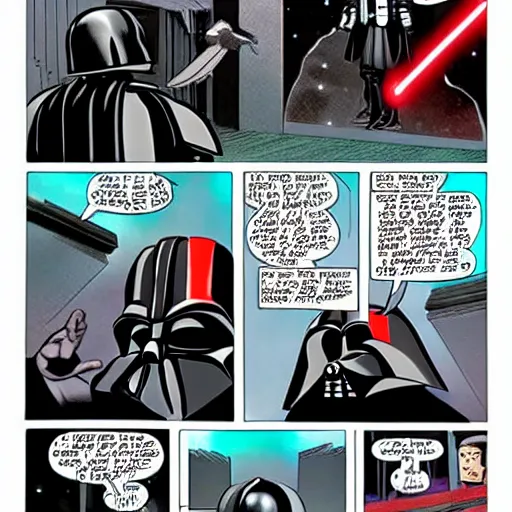 Image similar to darth vader comic featuring minecraft dream