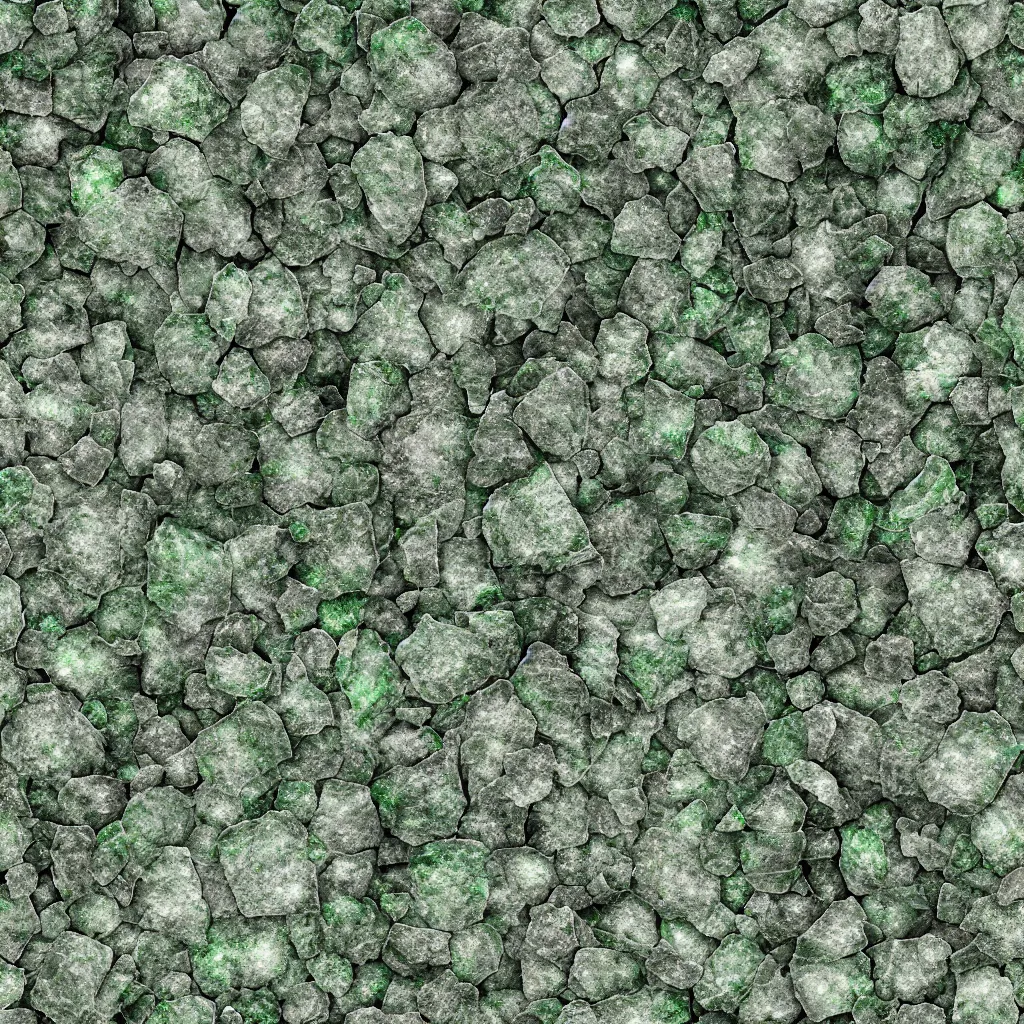 Image similar to long green crystals sticking out of the rock surface, detailed ground terrain albedo texture, flat, 2 d texture, seamless