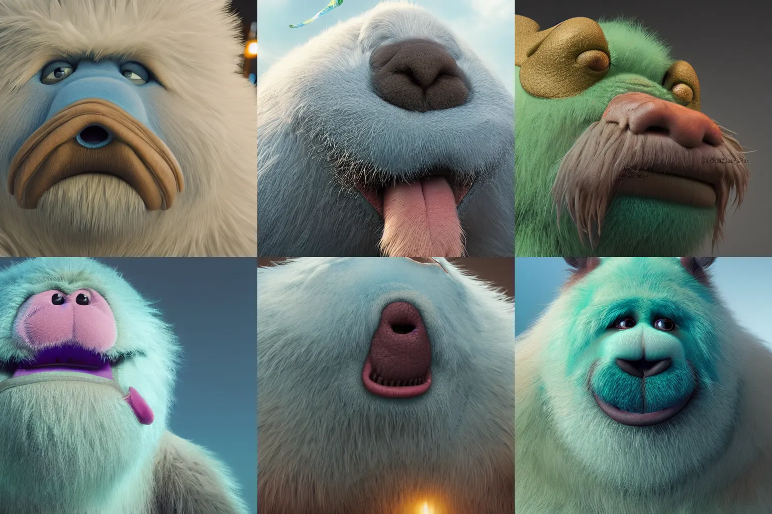 Prompt: incredibly realistic, too detailed face of fluffy sulley walrus, octane render, bump mapping, macro image, global illumination, 8 k, bokeh, enki bilal, yuji himukai, jen zee, mohrbacher