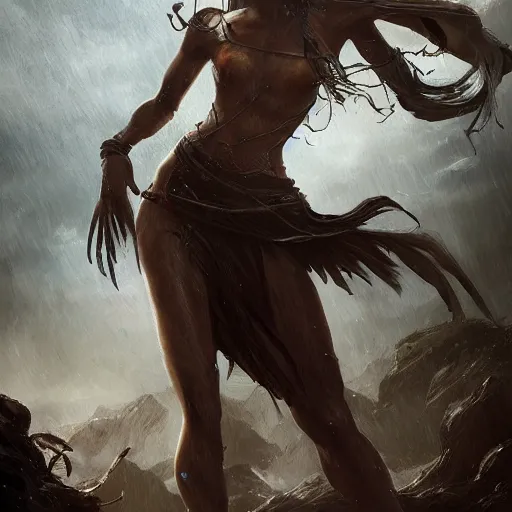 Image similar to water humanoid tornado character, epic fantasy style, in the style of Greg Rutkowski, mythology artwork