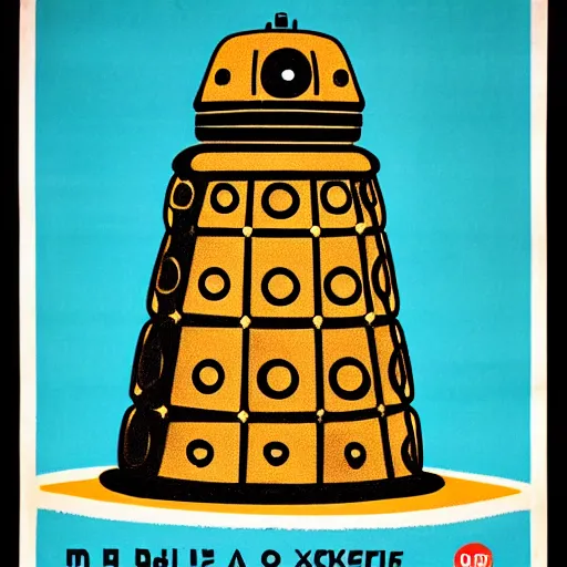 Image similar to soviet era poster of a dalek