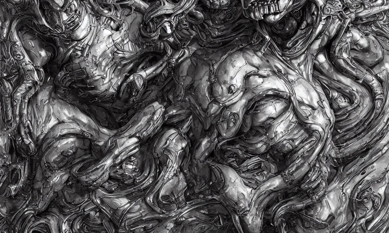 Image similar to engineer prometheus face by Artgerm, xenomorph alien, highly detailed, symmetrical long head, smooth marble surfaces, detailed ink illustration, raiden metal gear, cinematic smooth stone, deep aesthetic, concept art, post process, 4k, carved marble texture and silk cloth, latex skin, highly ornate intricate details, prometheus, evil, moody lighting, hr geiger, hayao miyazaki, indsutrial Steampunk