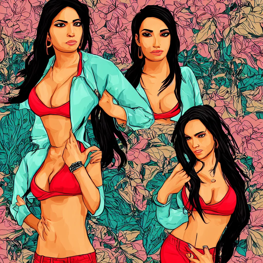 Image similar to a beautiful latina woman, in the style of gta san andreas art