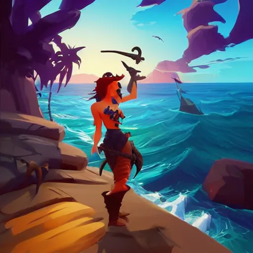 Image similar to painting jack the pirate mermaid on sea of thieves game avatar hero smooth face median photoshop filter cutout vector behance hd by jesper ejsing, by rhads, makoto shinkai and lois van baarle, ilya kuvshinov, rossdraws, illustration, art by ilya kuvshinov and gustav klimt