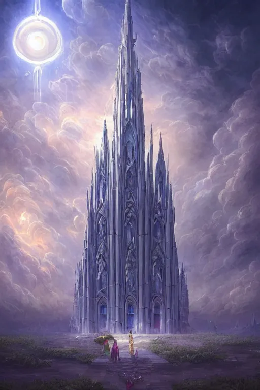 Prompt: Beautiful Astral Cathedral with Elaborate Architecture , foreboding sky by Cyril Rolando, Caspar David Friedrich, Ferdinand Knab, Beeple and Salvador Dalí