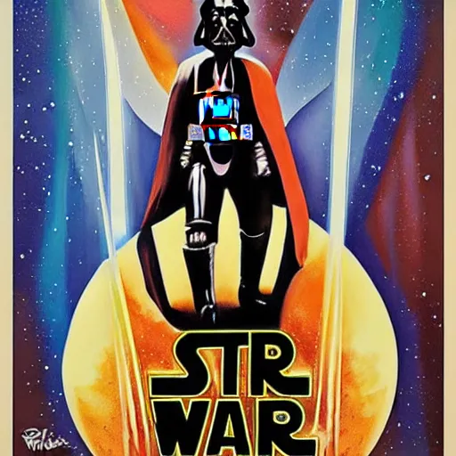 Prompt: Star Wars Episode 4 box art painted in the style of Georgia O'keeffe