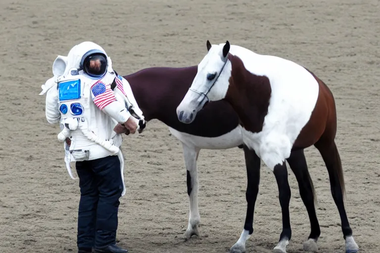 Image similar to horse hugging an astronaut