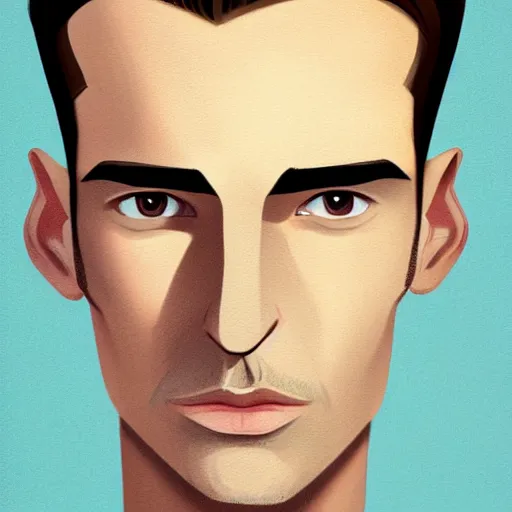 Image similar to tall man in his twenties with brown blond short quiff hair and thin slightly round facial structure with cleft chin, straight eyebrows and prominent nose and shadow of beard, good definition of cheekbones, big hazel nut brown eyes, narrow face, slim body, atmospheric lighting, painted, intricate, 4 k, highly detailed by charlie bowater