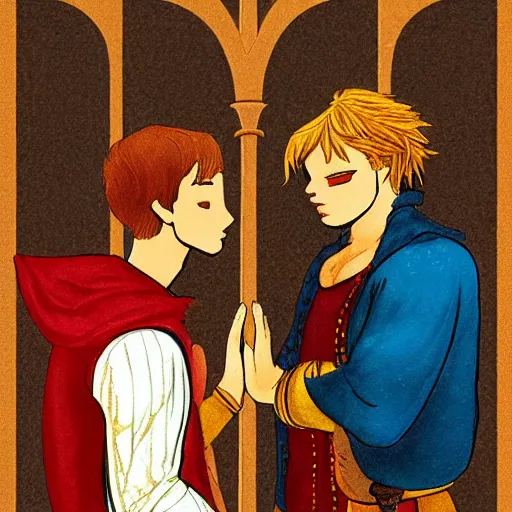 Prompt: romeo and juliet gay version illustration book