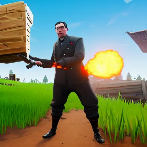 Image similar to screenshot of hitler in fortnite