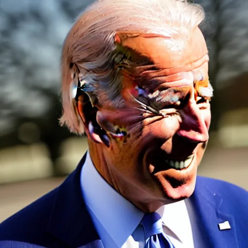 Prompt: joe biden with a red mohawk