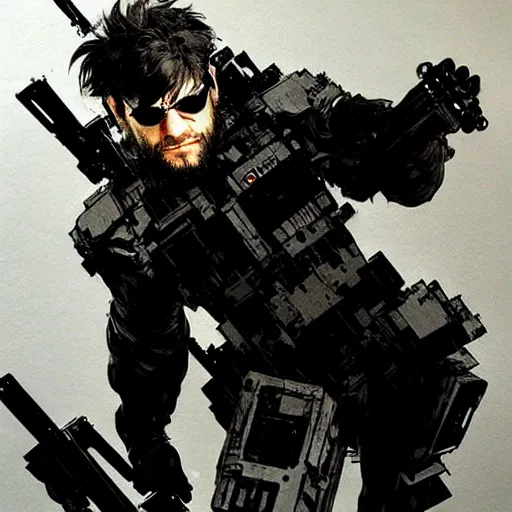 Image similar to beautiful videogame concept art of danny devito, daniel michael devito jr. from metal gear solid, by yoji shinkawa