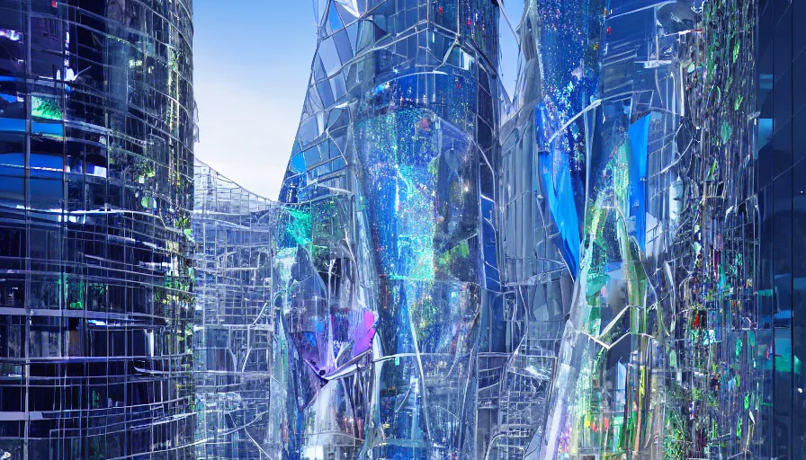 Image similar to A futuristic magazine architecture photo of fhloston paradise , refracted lines and sparkles, hyperrealistic 8k uhd, award-winning,