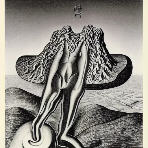 Prompt: visions of xanadu, by stanislaw szukalski, marcel duchamp, salvador dali, rene magritte, andre breton