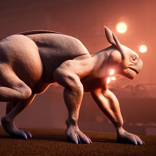 Image similar to photography of a realistic machoke animal, ultra detailed, 8 k, cinematic lighting, natural background, trending on artstation, pokemon