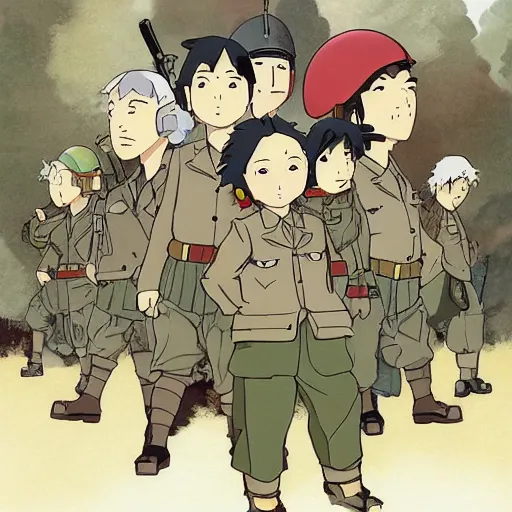 Image similar to world war 2 by studio ghibli