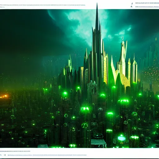 Image similar to inside a magical ethereal emerald city ,highly detailed, 4k, HDR, award-winning, artstation, octane render