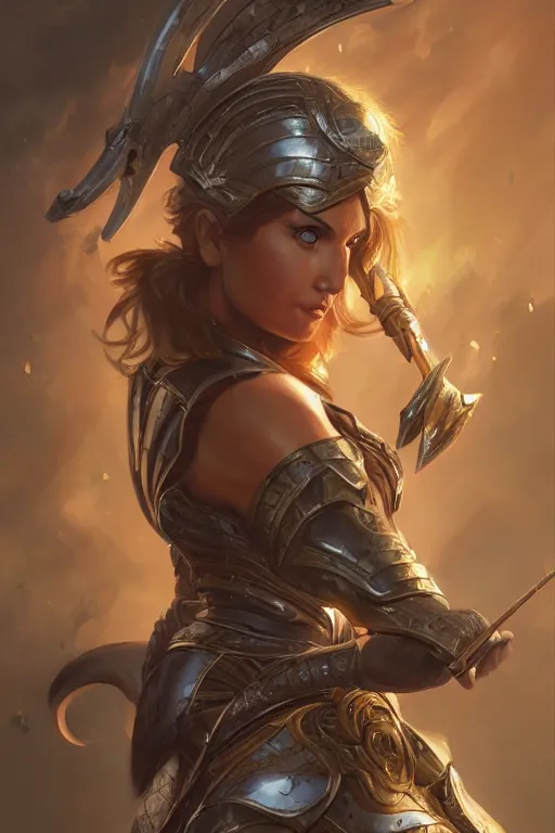 Image similar to amazon valkyrie athena, d & d, fantasy, portrait, highly detailed, headshot, digital painting, trending on artstation, concept art, sharp focus, illustration, art by artgerm and greg rutkowski and magali villeneuve