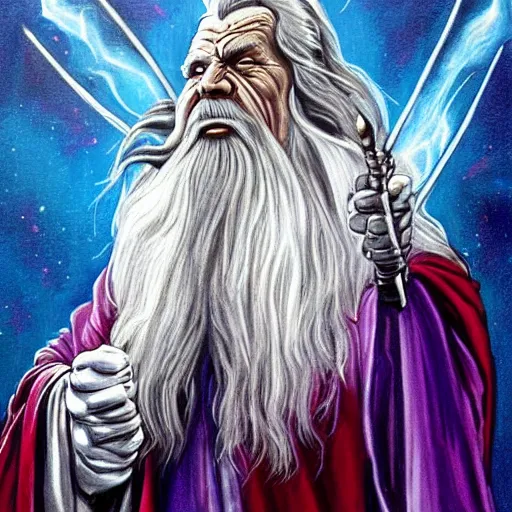 Prompt: gandalf as thanos, painting