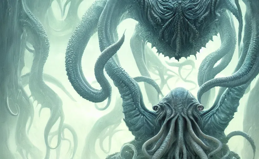 Prompt: cthulhu, soft grey and blue natural light, intricate, digital painting, artstation, concept art, smooth, sharp focus, illustration, art by greg rutkowski and luis rollo and uang guangjian and gil elvgren, symmetry!