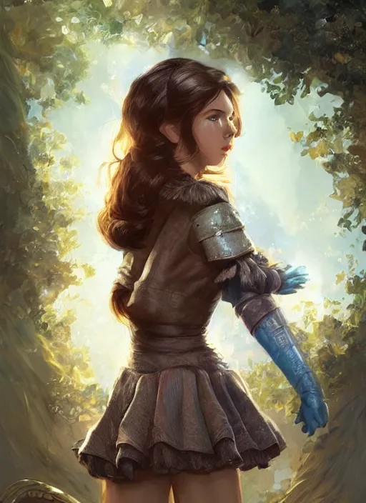 Image similar to beautiful female Dorothy gale, full body character concept, armor, super powers, fantasy, intricate, elegant, highly detailed, digital painting, artstation, concept art, shining, sharp focus, illustration, art by stanley lau